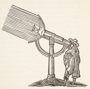 Telescopio dióptrico, copia de un grabado, ilustración de Histoire de la Nation Francaise, Ciencias, Volúmenes I y II, por Gabriel Hanotaux (1853-1944), 1924 de French School