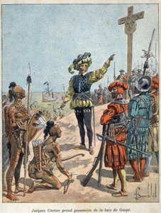 Descubrir Canadá: Jacques Cartier (1491-1557), navegante y explorador francés tomó posesión de la Bahía de Gaspé y erigió la cruz el 24 de julio de French School