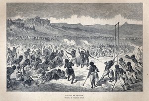 Descubrimiento de Canadá: Deporte. El juego de lacrosse de los indios americanos. Dibujo de Gustave Doré. Grabado de finales del siglo XIX en “La nueva Francia” de Eugene Guenin.