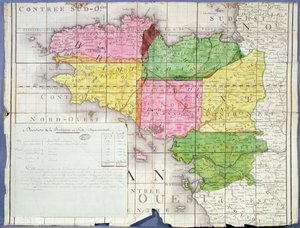 División de Bretaña en seis departamentos, c.1789-90 de French School