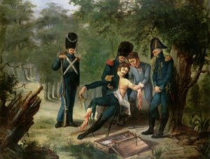La ambulancia del Doctor Larrey en la batalla de Hanau, 30-31 de octubre de 1813 de French School