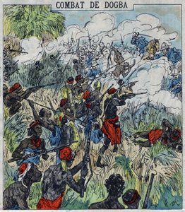 Batalla de Dogba entre la fuerza expedicionaria del General Dodds y las tropas de Behanzin. Dahomey de French School