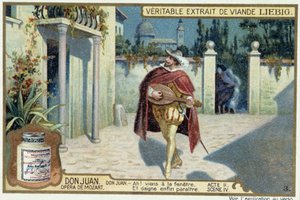 Don Juan: Acto II, Escena IV, Serenata de Don Juan - cromo Liebig de French School
