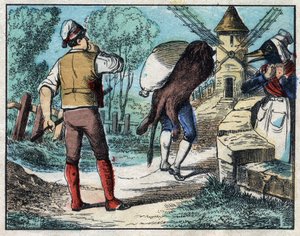 El burro con la piel del león. Fábulas de Jean de La Fontaine (1621-95). Imagen de Epinal de finales del siglo XIX. de French School