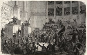 Duquesa de Orleans en la Cámara de Diputados (1848), París, Francia - Revolución de 1848 - La Duquesa de Orleans en la Cámara de Diputados en París en el momento de la proclamación de la República (Helene de Mecklembourg Schwerin, Duquesa de Orleans) de French School