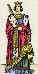 Dinastía de los Capetos: Retrato de Luis X llamado el Obstinado (1289-1316), Rey de los Francos de 1314 a 1316. Imagen de Épinal de finales del siglo XIX. Colección privada. de French School