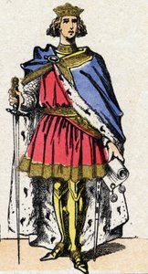 Dinastía de los Capetos: Retrato de Felipe III llamado el Atrevido (1245-1285), rey de los Francos de 1270 a 1285. Imagen de Épinal de finales del siglo XIX. Colección privada.