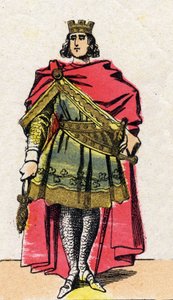 Dinastía de los Capetos: Retrato de Felipe II llamado Felipe Augusto (1165-1223), Rey de Francia de 1180 a 1223. Imagen de Épinal de finales del siglo XIX. Colección privada