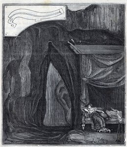 Oído de Dionisio - Orecchio di Dionisio (Orecchio di Dionigi) - Interior de la cueva conocida como el Oído de Denys en Siracusa - Grabado en “Sciences brought to the graceful of all - physics and chemistry” por Alexis Clerc - Finales del siglo XIX. Colecci de French School