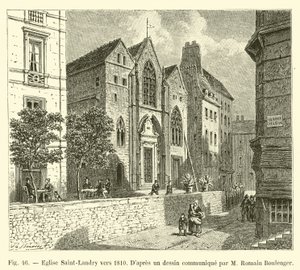 Iglesia Saint-Landry hacia 1810, según un dibujo comunicado por M. Romain Boulenger de French School