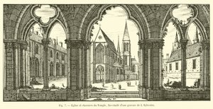 Iglesia y osarios del Temple, facsímil de un grabado de I. Sylvestre