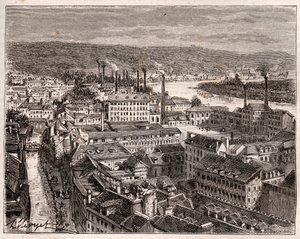 Elbeuf - Sena-Marítimo - grabado en “La France illustree: geographie, histoire, administration statistique” por V.A. Malt-Brown. 1884 de French School