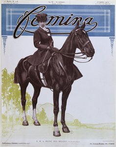 Elisabeth (1876-1965) Reina de los Belgas, de la portada de la revista Femina, 15 de julio de 1910