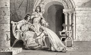 Emme besa la rodilla de su esposo Raoul (d.936) en reconocimiento de su soberanía, de 