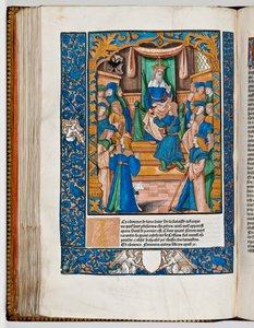 El emperador Nerón se alarma por las noticias en Judea, 67 d.C. (impresión coloreada a mano) de French School