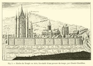 Enclos du Temple en 1610; facsímil de un grabado de la época, por Claude Chastillon de French School