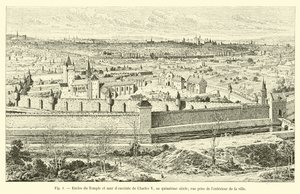 Enclos du Temple y muro de Charles V, en el siglo XV; vista desde el exterior de la ciudad de French School