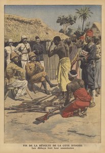 Fin de una revuelta por el pueblo Abes de Costa de Marfil de French School