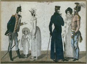 Trajes ingleses, ilustración de Le Bon Genre, principios del siglo XIX