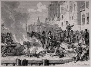 Mercancías inglesas vendidas o bruleadas a causa del bloqueo continental impuesto a Gran Bretaña por Napoleón de French School