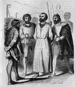 Enguerrand de Marigny, chambelán y ministro del Rey Felipe IV el Hermoso, marchando hacia la tortura en 1315. Grabado del siglo XIX. de French School