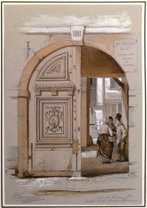 Entrada al Hotel de la Marquesa de Brinvilliers, 28 rue de Bievre, París de French School