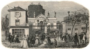 Entrada del teatro de Luxemburgo llamado Bobino en el siglo XIX - Grabado en “Tableau-de-Paris” de Edmond Texier 1852 de French School