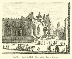 Entrada del Hôtel-Dieu en 1650; según Sylvestre de French School