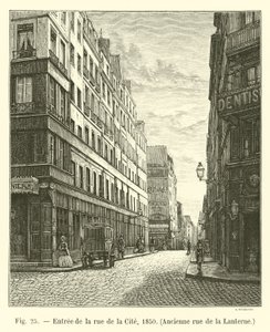 Entrada de la calle de la Cité, 1850, Antigua calle de la Lanterne de French School