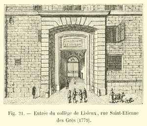 Entrada del colegio de Lisieux, rue Saint-Etienne des Gres, 1779 de French School