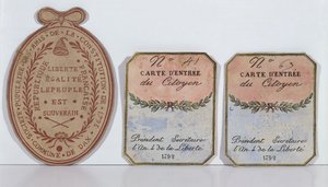 Tarjetas de entrada para la Sociedad de los Amigos de la Constitución en Dax, 1792 y 1793 (papel impreso) de French School