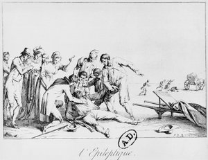Ataque epiléptico en la calle, c.1800 de French School