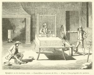 Fabricantes de alfileres en el siglo XVIII, Cannetilleur y colocadores de cabezas (grabado) de French School