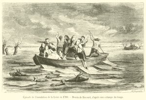 Episodio de la inundación del Loira en 1789 de French School
