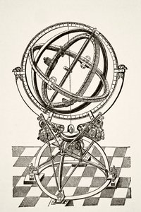 Anillos o círculos ecuatoriales, según grabado en cobre del libro Tychonis Brahe Astronomiae Instauratae Mechanica de 1602, de Science and Literature in The Middle Ages de Paul Lacroix pub. Londres 1878