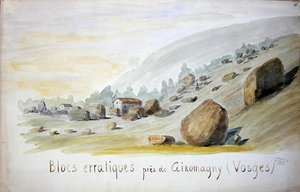 Bloques erráticos cerca de Giromagny en la región de los Vosgos de French School