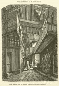 Escalera del siglo XVI, calle Notre-Dame, 7, en Vitré, Ille-et-Vilaine de French School