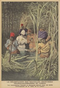 Estableciendo la frontera entre territorios franceses y alemanes en el Congo de French School