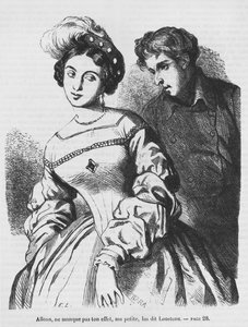 Etienne Lousteau hablando con una actriz, ilustración de 