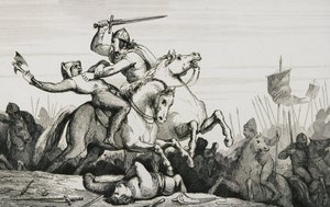 Eudes (860-98) en batalla contra los normandos, de 