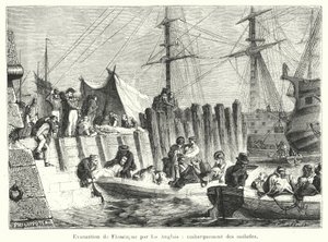 Evacuación de Flessingue por los ingleses, embarque de los enfermos de French School
