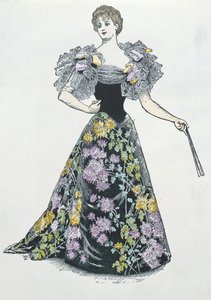 Vestido de noche con motivo de crisantemo, 1894 de French School