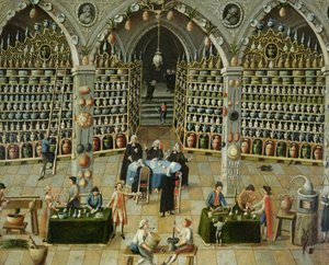 Examen de un boticario, principios del siglo XVIII