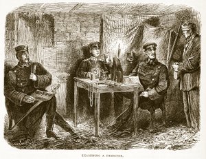 Examinando a un desertor, ilustración de la Historia de la Guerra entre Francia y Alemania de Cassell, 1870-1871 de French School