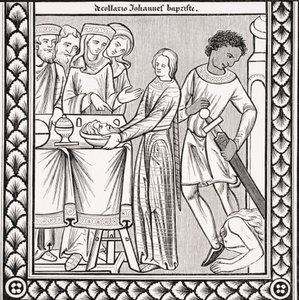 Ejecución de San Juan Bautista, después de una miniatura en un libro de salmos del siglo XIII de San Luis, de 
