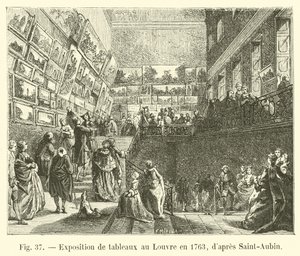 Exposición de cuadros en el Louvre en 1763, según Saint-Aubin de French School
