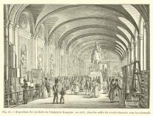 Exposición de productos de la Industria francesa, en 1819, en las salas de la planta baja, bajo la columnata de French School