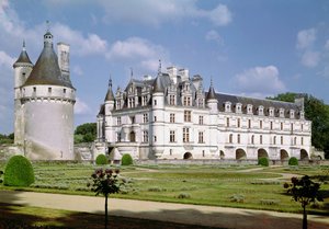Vista exterior del Donjon, el Chateau de Bohier y la Grande Galerie desde el noroeste de French School