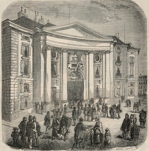 Vista exterior de la Escuela de Derecho, Place du Pantheon en París - Grabado en "Tableau-de-Paris" por Edmond Texier 1852 de French School