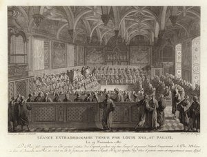 Sesión extraordinaria celebrada por Luis XVI en el Palacio de Versalles de French School